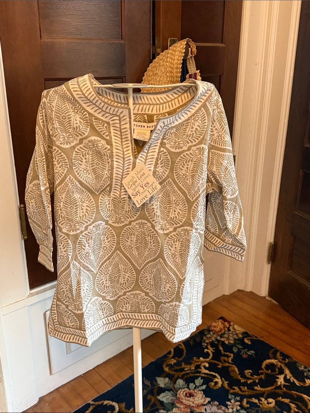 Gretchen Scott Designs Split Neck tunic in Indian Summer. NWT